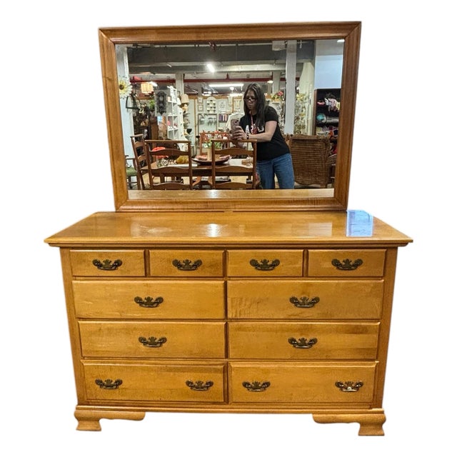 Forest Solid Maple 9-Drawer Dresser With MirrorTraditional American For Sale