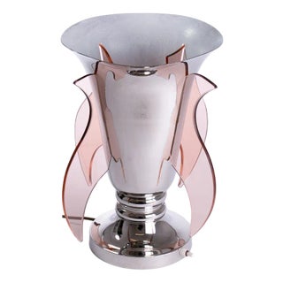 French Art Deco Silver-Plated Uplighter Table Lamp, 1930s For Sale