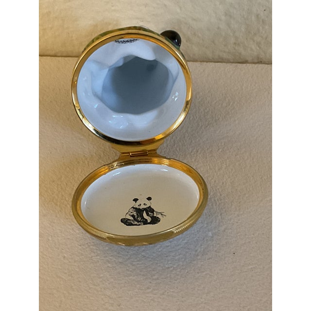 1990s Halcyon Days English Enamel Hand Painted Panda Bear Trinket For Sale - Image 5 of 12