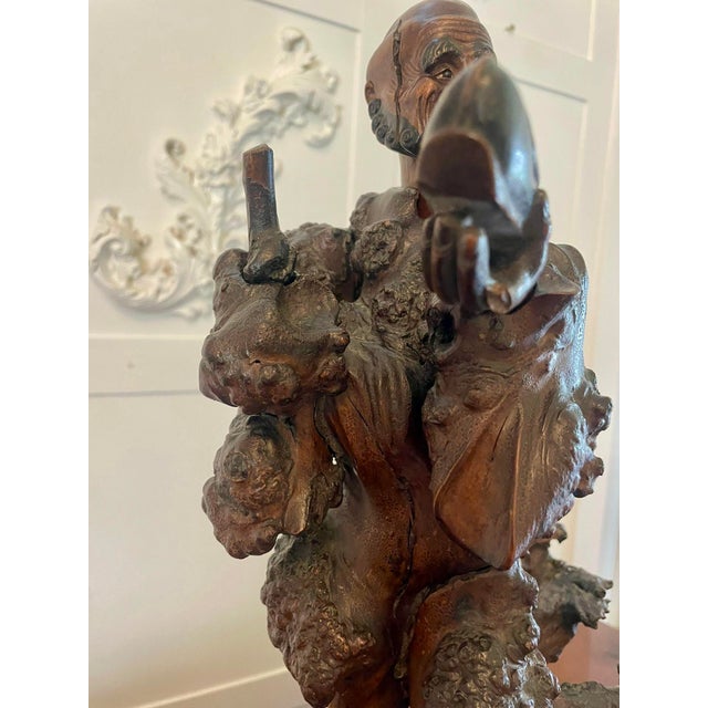 Brown 19th Century Chinese Root Carving, 1860s For Sale - Image 8 of 11