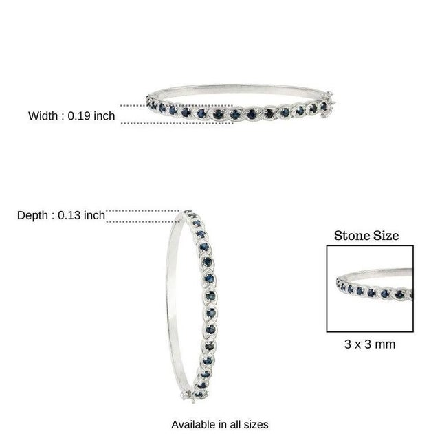Blue Sterling Silver Pavé Set Sapphire Bangle Bracelet For Sale - Image 8 of 10