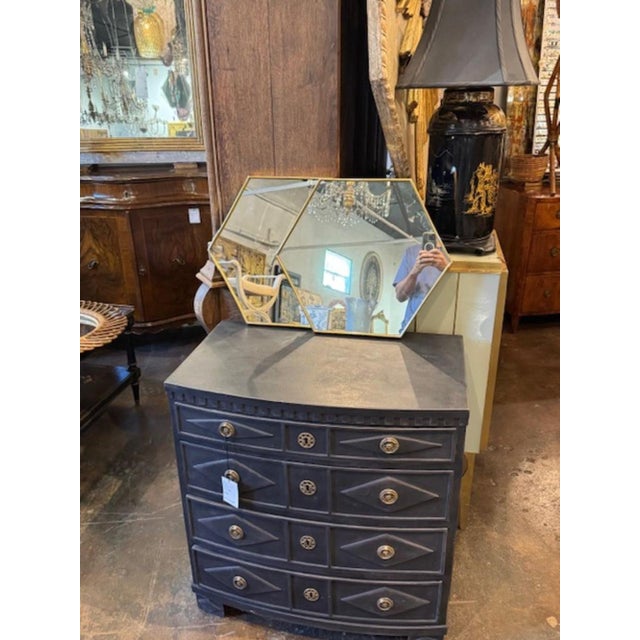 Metal Pair of Italian Hex Brass Mirrors For Sale - Image 7 of 7