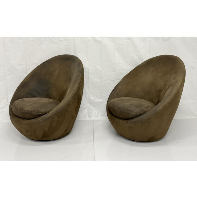 Thayer Coggin Vintage Pair Milo Baughman for Thayer Coggin Swivel Egg Lounge Chairs, Usa 1960s For Sale - Image 4 of 18