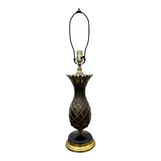 Vintage Cast Bronze Hollywood Regency Pineapple Table Lamp For Sale