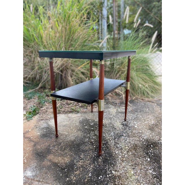 A Mid-Century Gem! This table has all the best finishes combined to make for an elegant side table. Slate style second...
