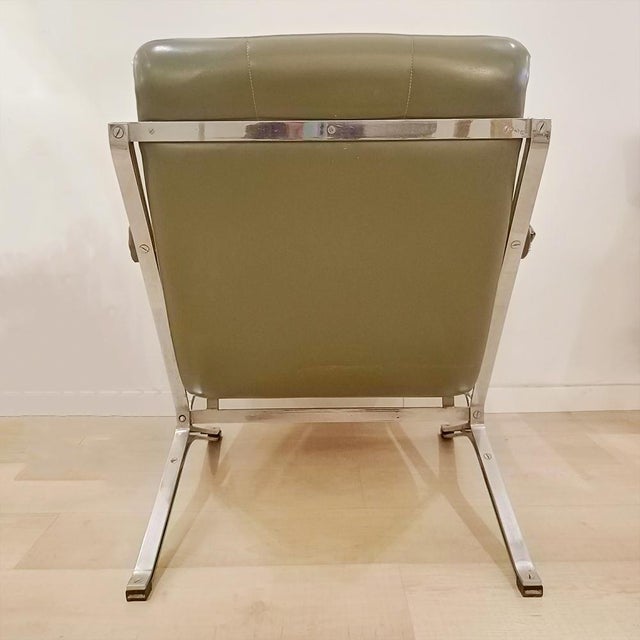 Vintage Metal and Skai Armchair, 1970s For Sale - Image 4 of 6