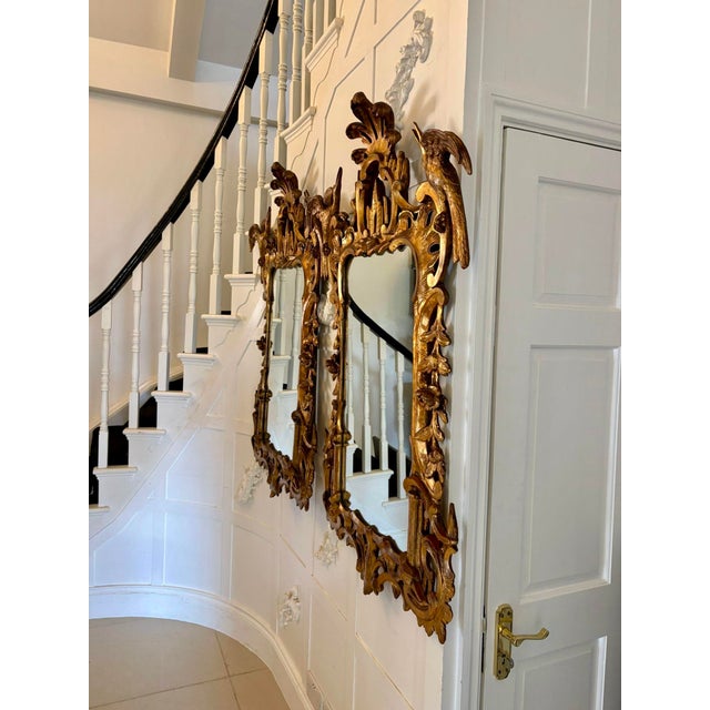 Metal Antique Giltwood Rococo Chinoiserie Wall Mirrors, 1880, Set of 2 For Sale - Image 7 of 17