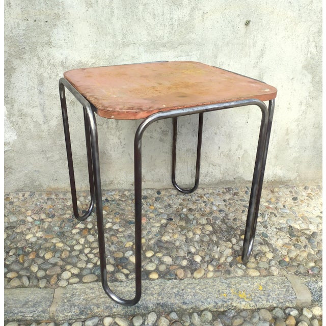 Very rare Marcel Breuer B10 table, Bauhaus period. Top in iron with original red color. Condition report: the table is...
