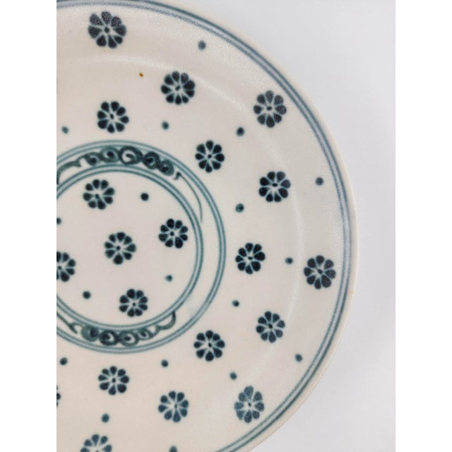 Ceramic Late 20th Century Set of 6 Bat Tràng Hand-Painted Blue & White Vietnamese Ceramic Dessert Plates For Sale - Image 7 of 14