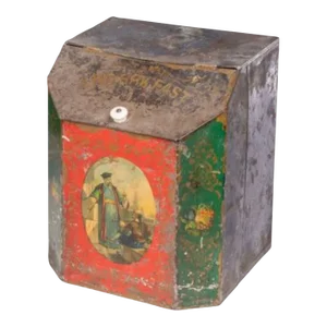 Antique Painted Metal Commercial Tea Storage Bin