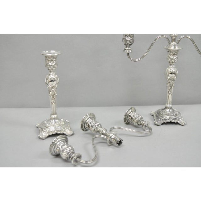Vintage Wm Rogers & Son Silver Plated 3 Arm Convertible Candelabra - A Pair For Sale - Image 13 of 15