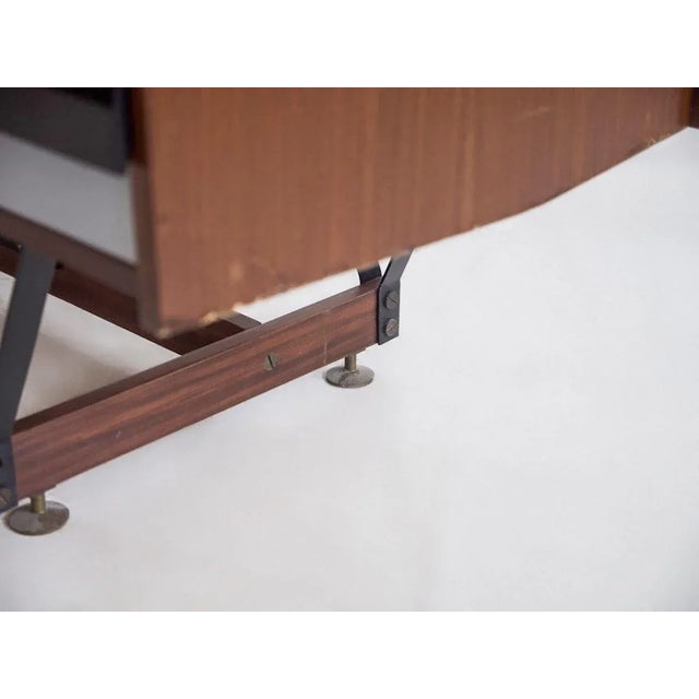 Black Wooden Writing Desk with Metal Structure, Italy, 1960s For Sale - Image 8 of 16