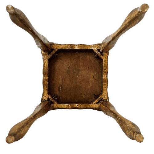 Mid 20th Century Vintage Florentine Hollywood Regency Gilt Wood Side Table with Green Top, 1950s For Sale - Image 5 of 6