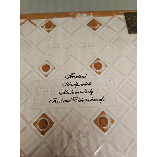 1980s Vtg Fortini Italian Hand Painted Rooster Decorative Ceramic Painting/Trivet, Italy For Sale - Image 5 of 5