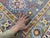 Textile Slate Gray Kazak Style Rug With Floral Medallions and Blue Border, 3'3" X 4'9" For Sale - Image 7 of 13