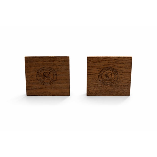 Wood Art Deco Oak Candlesticks with Original Brass Inserts by Meubelfabriek Oisterwijk, 1930s, Set of 2 For Sale - Image 7 of 9