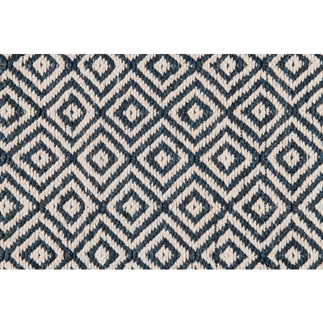 Transitional Part & Parcel Goods Textured Diamond Rug, 10'x14', Sapphire and Eggshell For Sale - Image 3 of 4