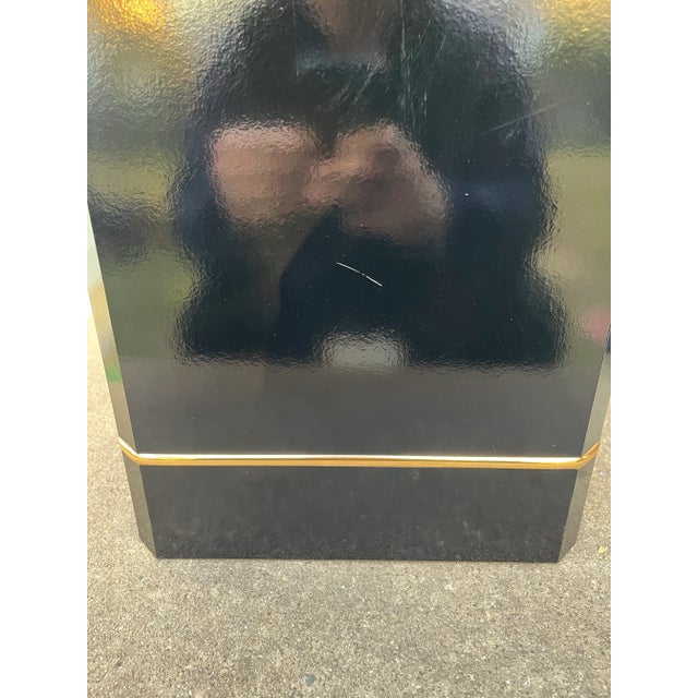 1980s Postmodern Side Tables With Mirror Top & Black Laquered Pedestal