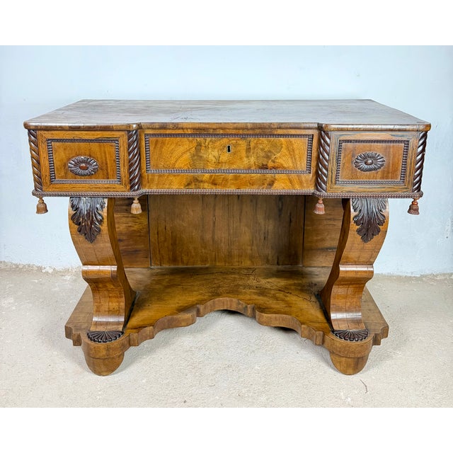 Brown Art Deco Console Table with One Drawer, 1940 For Sale - Image 8 of 16