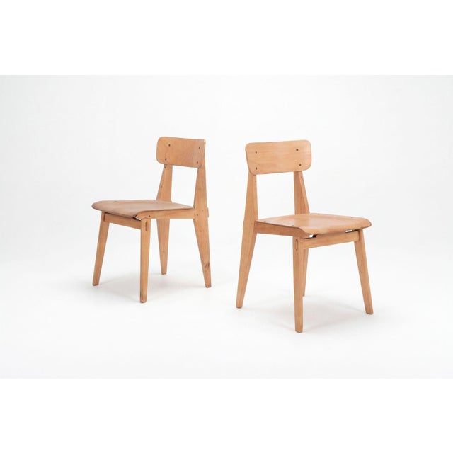 Mid-Century Modern Jean Prouvé, Rare Pair of Chaise Standard Tout Bois, France, Circa 1950 For Sale - Image 3 of 16