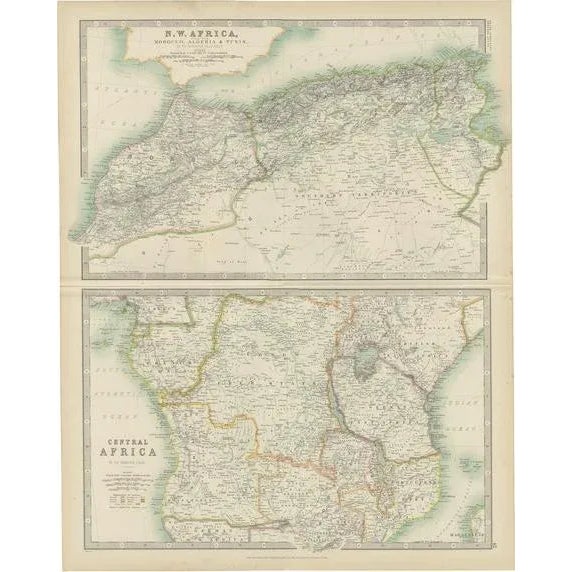 1900 - 1909 Antique Map of N.W. Africa & Central Africa by Johnston, 1909 For Sale - Image 5 of 5