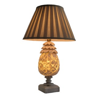 Art Deco Hand-Carved Alabaster Pineapple Table Lamp, París, 1930s For Sale