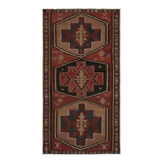 1950s Vintage Tribal Afghan Kilim Rug in Red With Medallions For Sale