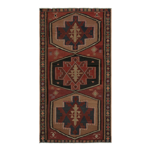 1950s Vintage Tribal Afghan Kilim Rug in Red With Medallions