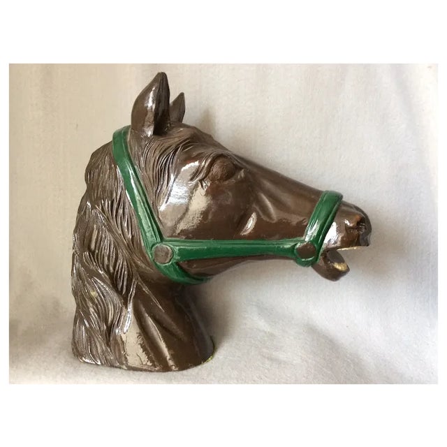 1960s Vintage Horse Head Sculpture, Western Theme Equestrian Figure For Sale - Image 5 of 7