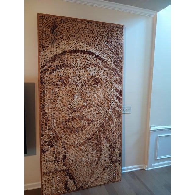 Wood Stunning One-of-a-Kind Large-Scale Mosaic Portraits From 1000s of Natural Corks That Merge Luxury Wine Culture With Sustainable Fine Art For Sale - Image 7 of 12