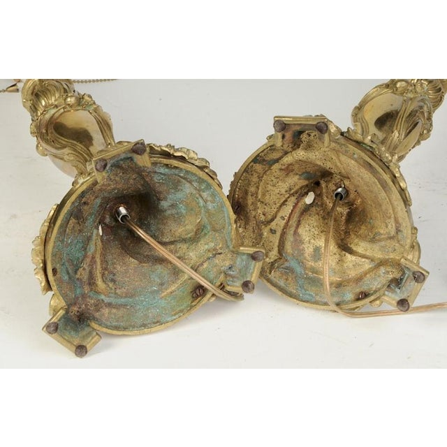 19th Century 19th Century Pair Gilt Bronze Electrified Candlesticks For Sale - Image 5 of 5