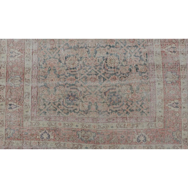 Textile Antique Persian Malayer Rug in Variegated Gray-Blue, Cream and Soft Pink For Sale - Image 7 of 11