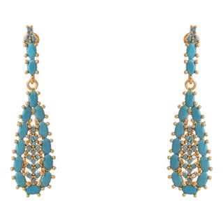 Pair of Turquoise Teardrop Earrings For Sale