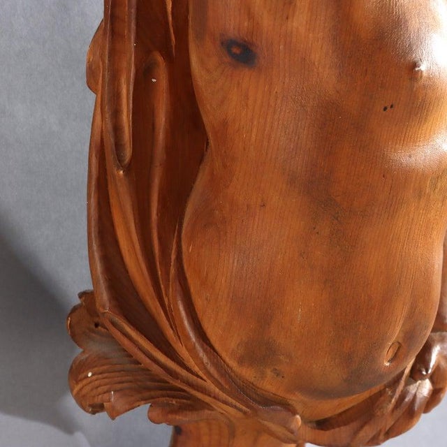 Early 19th Century Pair of Antique French Louis XIV Carved Figural Cherub Wood Sconces For Sale - Image 5 of 14