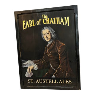 Vintage Double Sided English Pub Sign the Earl of Chatham Painted on Wood For Sale