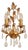 Hollywood Regency Hand-Forged Gold Leaf Gilded Floral 2-Light Wall Lamp with Crystals, 1950s For Sale