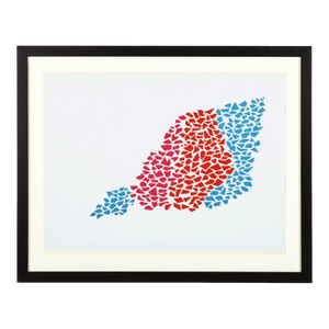 Vintage Original Signed Robert Goodnough "Red, Blue, and Pink" Print, Framed