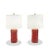 This pair of ceramic table lamps by Remains Lighting Company features a bold, sculptural form with a glossy red glaze and...