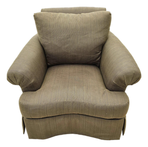 Paul Robert English Roll Arm Swivel Club Chair Skirted Lounge Olive Green