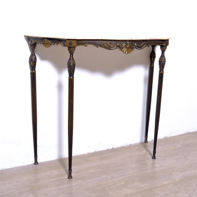 Bronze Console Table with Marble Top, Italy, 1950s For Sale - Image 4 of 18
