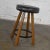 Rustic Mid 20th Century Bar Stool Acorn Brown Finish and Black-Brown Vinyl Faux Leather Seat Attributed to Brandt Ranch Oak For Sale - Image 3 of 13