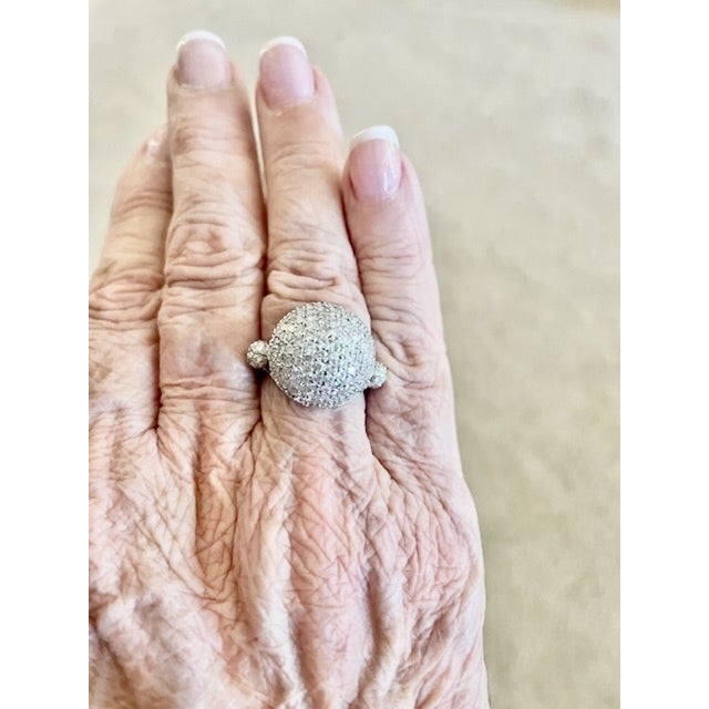 1990s 18k White Gold Diamond Boule Ring 3.95 Carats, Size 6.5 For Sale - Image 16 of 17