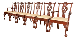 Baker Furniture Chippendale Carved Mahogany Dining Chairs, Set of Six