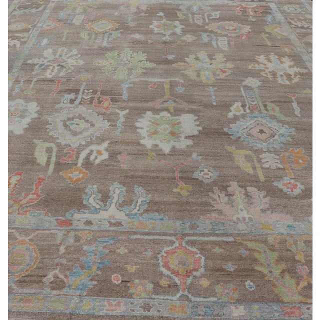 Keivan Woven Arts Large Oushak Rug Made With Old Wool in Light Brown 13'4 X 17'6 For Sale - Image 9 of 17