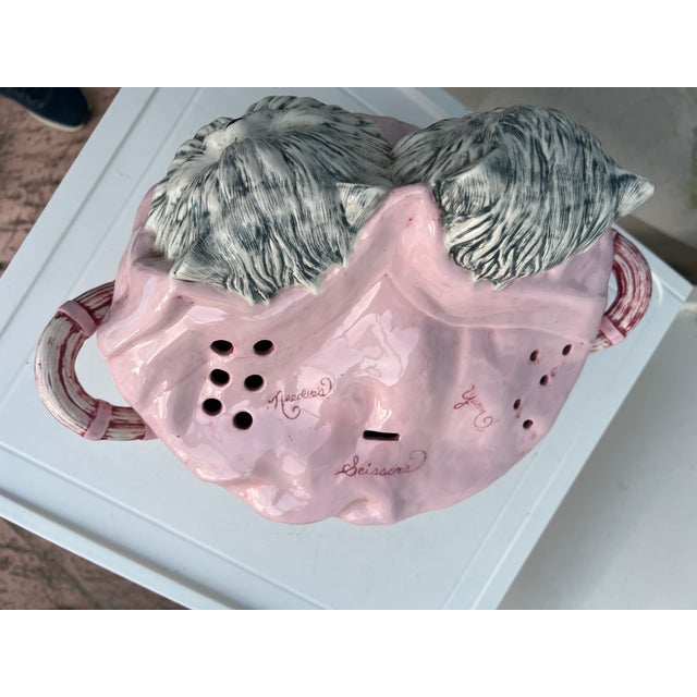 Vintage Ceramic Cats Knitting Box For Sale In West Palm - Image 6 of 11