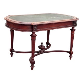 Victorian Mahogany Library Desk with Drawer For Sale