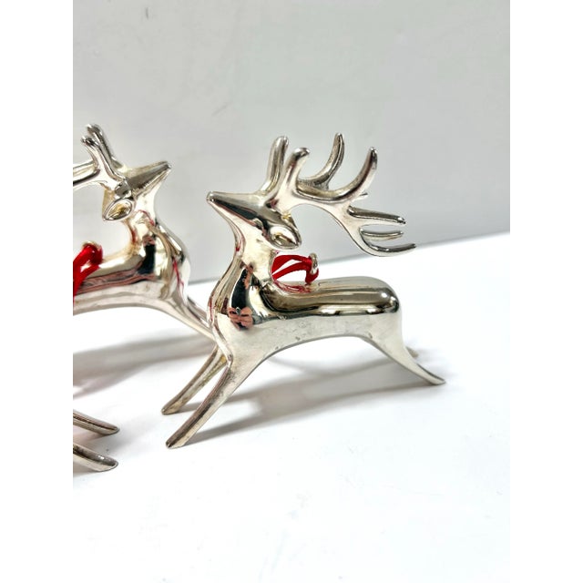 Vintage Silver-Plated Reindeer Christmas Ornaments, Set of 3 For Sale In Louisville - Image 6 of 9