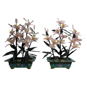 20th-Century Bonsai Trees in Agate, Crystal, and Nephrite Jade, 1950s