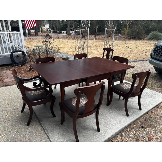 1960s One Drop Leaf Table and Seven Chairs For Sale In Raleigh - Image 6 of 7