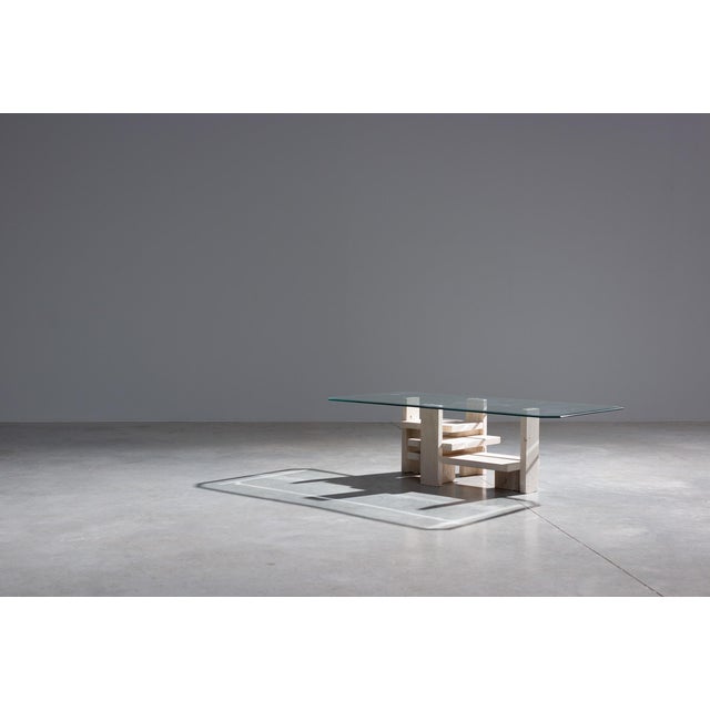 Vintage Architectural Travertine Coffee Table by Willy Ballez, 1970s For Sale - Image 6 of 7